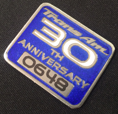 30th Anniversary Trans Am numbered console plaque