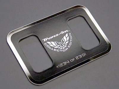 Firebird TransAm TCS, convertible and shifter plaque